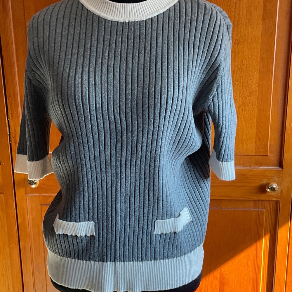 LOFT Two-Tone Ribbed Sweater